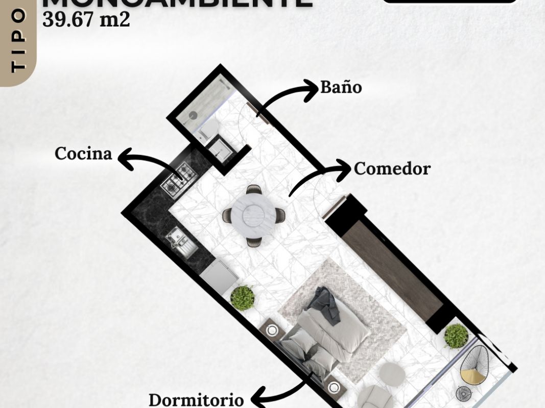 RAINSBURY I DEPARTAMENTO 205 MONOAMBIENTE TIPO 3 DE 39.67M2 — imagen 1