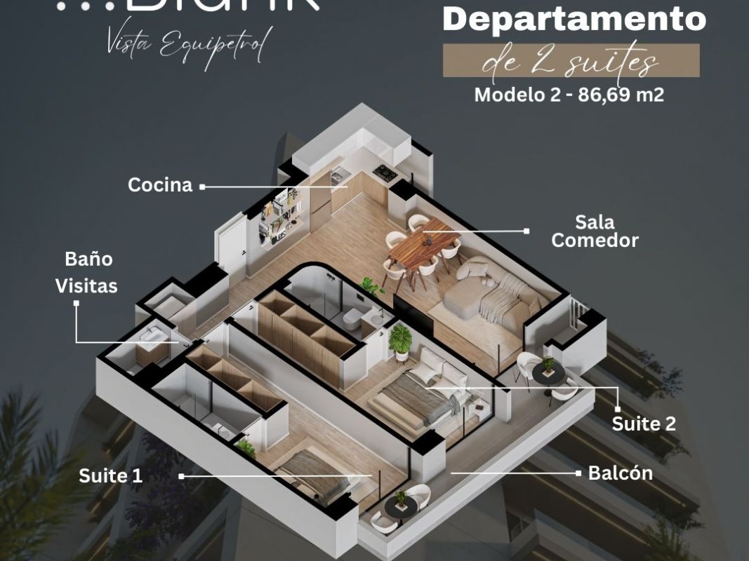 Departamento de 2 Dormitorios En Suite - BLANK DESIGN — imagen 1